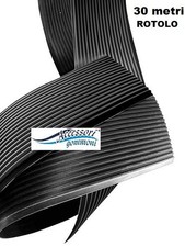 PIATTINA NERA IN GOMMA RIGATA PROFILO PER GOMMONE 110X3mm ROTOLO 30 METRI