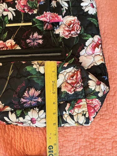 Betsy Johnson black quilted Rose bag multicolor large tote Great Condition - Picture 4 of 11