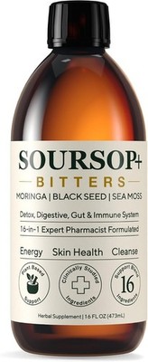 Soursop Bitters Liquid - Herbal Digestive Gut Immune Detox Cleanse - 16.9 Fl oz
