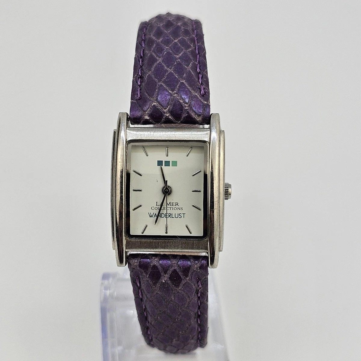 LA MER Women’s Wrap Watch Purple Leather Strap Gold Square Case – New Battery LA MER Women main image 2