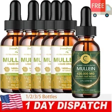 1-5Packs Mullein Drops for Lungs, Detox and Cleanse Mullein Extract Supplement