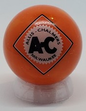 Allis Chalmers Orange Glass 1" Logo Marble w/ Stand