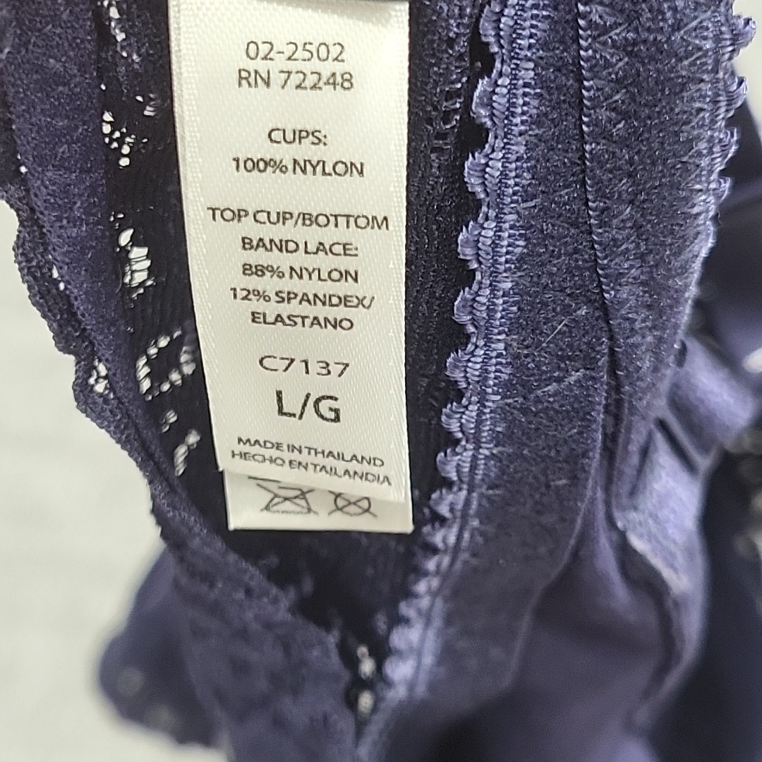 Felina Womens Set of 2 Wirefree Lace Bralette Large Size Navy Beige Trendy Bras