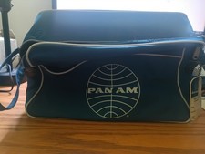 Vintage Pan Am Travel Bag Blue Retro Airline Carry On Flight Bag Vinyl