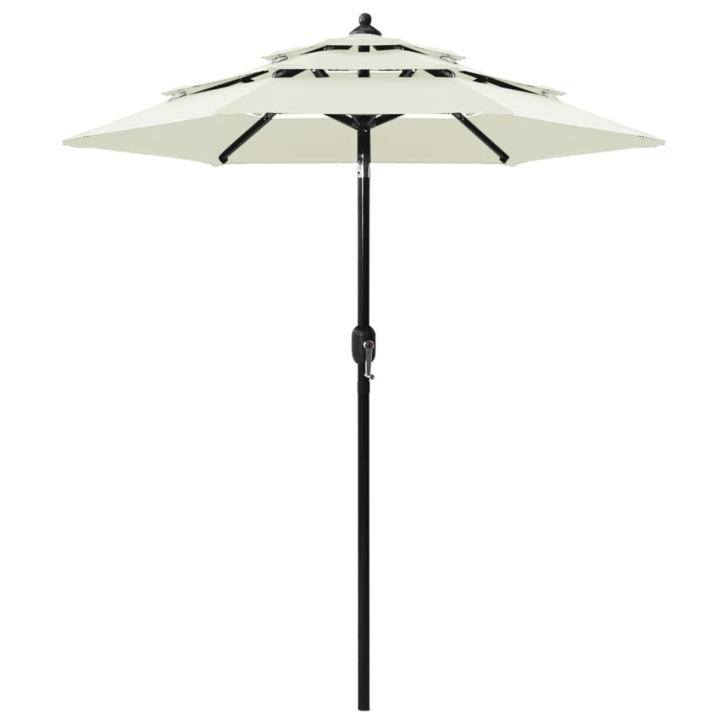 Parasol à 3 niveaux 2m sable en aluminium Helloshop26