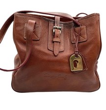 Vintage Dooney  Bourke Pebbled Leather Satchel USA Brown Shoulder Bag Classic