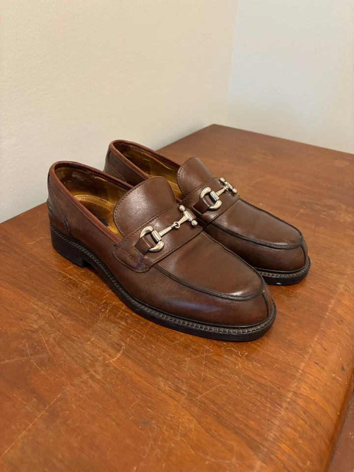 Kenneth Cole Italia Mocasines Horsebit Zapatos de Vestir Para Hombre Talla 9.5 Cuero Marrón Foto 2 de 4