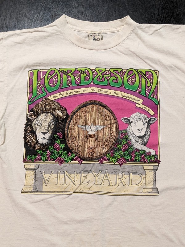 Vtg 1990s Christian Praise T-Shirt Lord & Son Vineyard Single Stitch Size L 