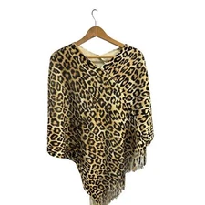 Chico's Women's Neutral Leopard Print Poncho Lightweight, Stylish NWT | Size S/M