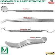 4 PCS BASIC DENTAL ENDODONTIC ORAL SURGERY EXTRACTING SET KIT INSTRUMENTS