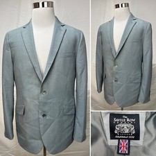 Men's Savile Row Light Gray 2-Button Double Vented 42R Blazer Jacket