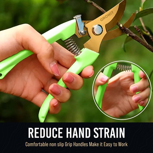 7" Titanium Pruning Shears & Scissors Set, Sharp Garden Clippers, Non-Slip Grip - Picture 9 of 10