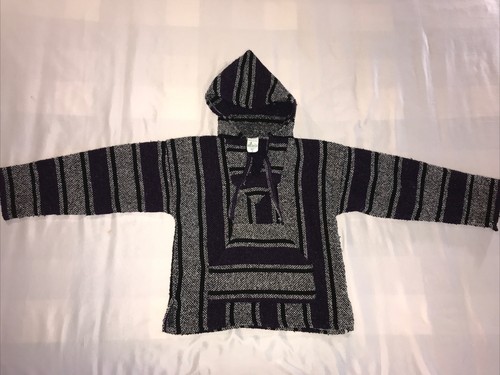 Felpa con cappuccio coperta messicana Pilotzi Baja taglia piccola viola e grigia skate grunge - Foto 3 di 19