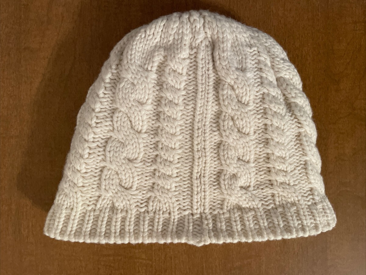 north face cream beanie