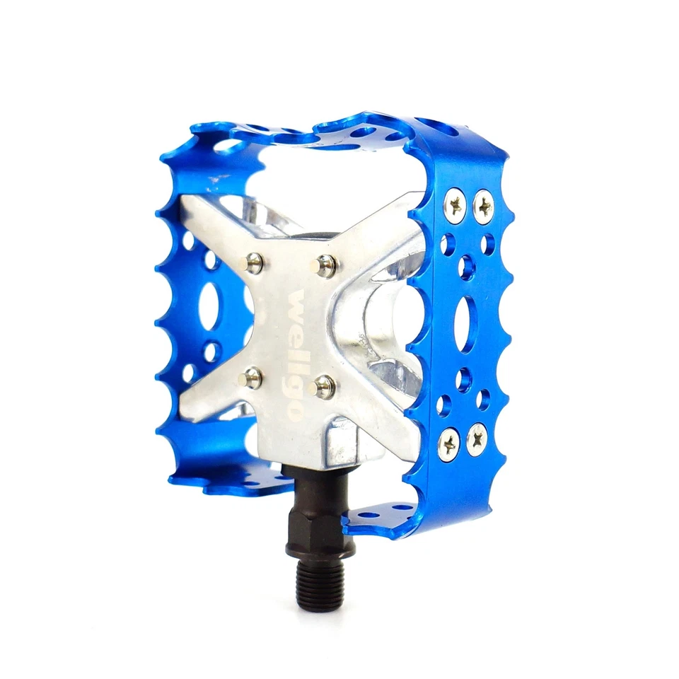 Pedal de bicicleta Wellgo BMX MTB Bear Trap III Old School 9/16", 1/2" azul dorado plateado Foto 4 de 4
