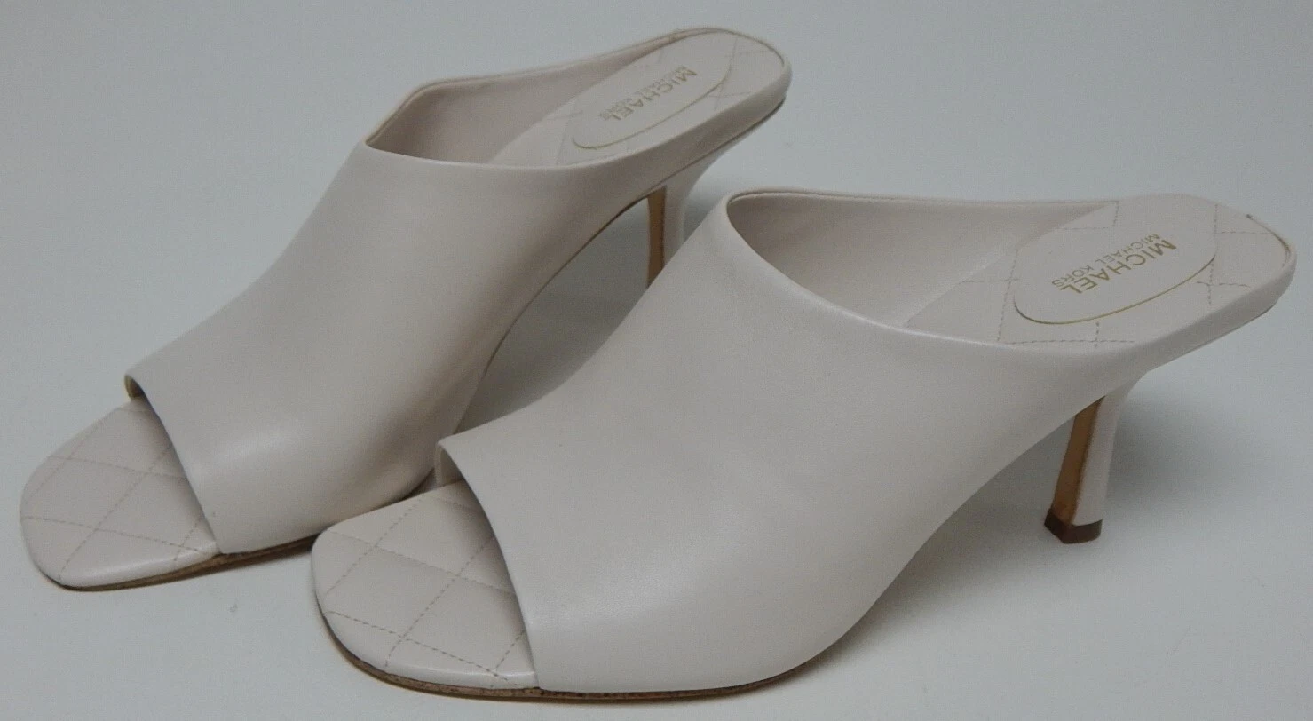 Michael Kors Renee taglia 7 5 M sandalo donna elegante pelle mules slide crema chiaro