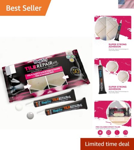 Tile RepairEzy Light Gray/White Kit - Quick Fix for Cracked Porcelain & Ceramic