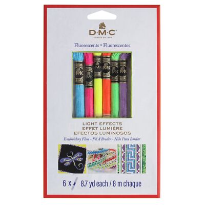 DMC Light Effects Floss Pack 8.7yd 6/Pkg-Fluorescent, 317WPK3