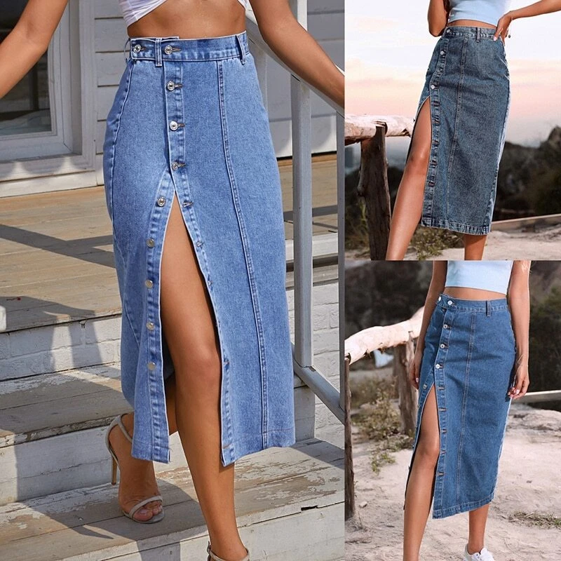 Jupe jean bouton new arrivals