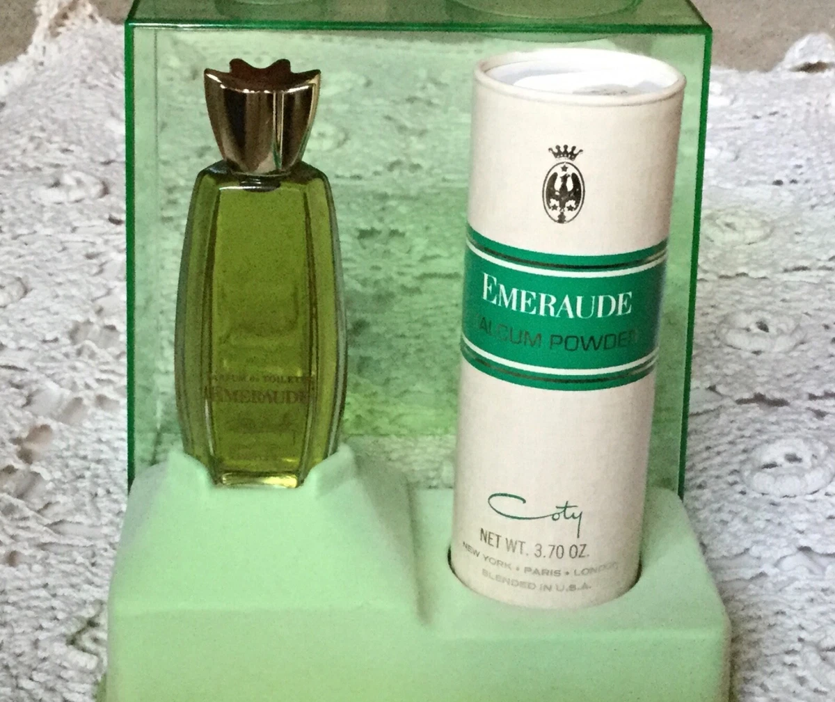 Coty Emeraude Parfum De Toilette Talc Gift Set 1.25 oz. Splash