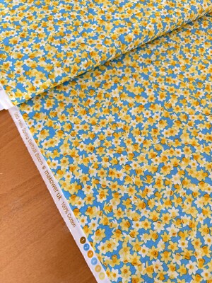 Makower Patchworkstoff  HELLO SPRING Stoff NARZISSE Blumen Frühling Ostern