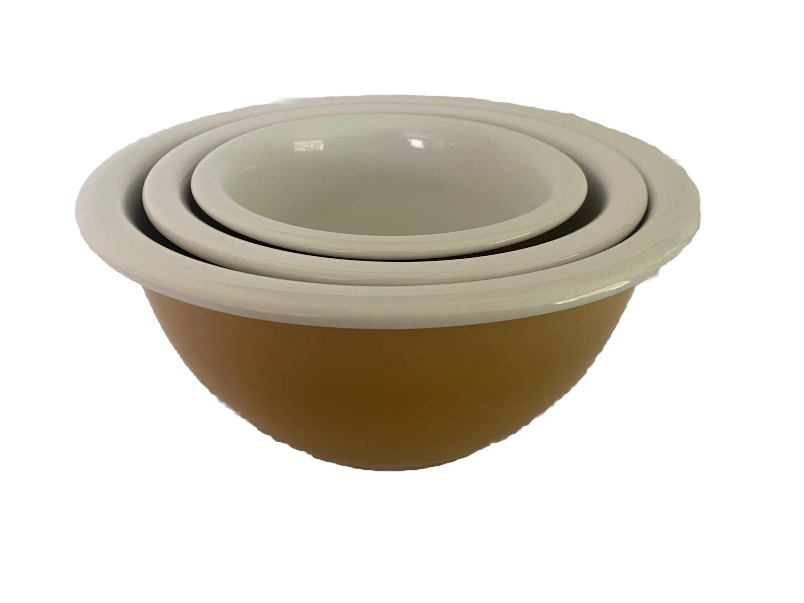 Corningware Brown Stoneware Mixing Bowl 1qt- 2qt-3qt Lot Of 3
