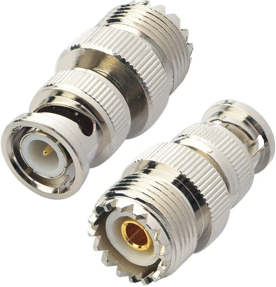 2X BNC Male Plug To UHF PL-259 SO239 Female RF Coaxial Adapter Cable Connector - Image 2 of 4