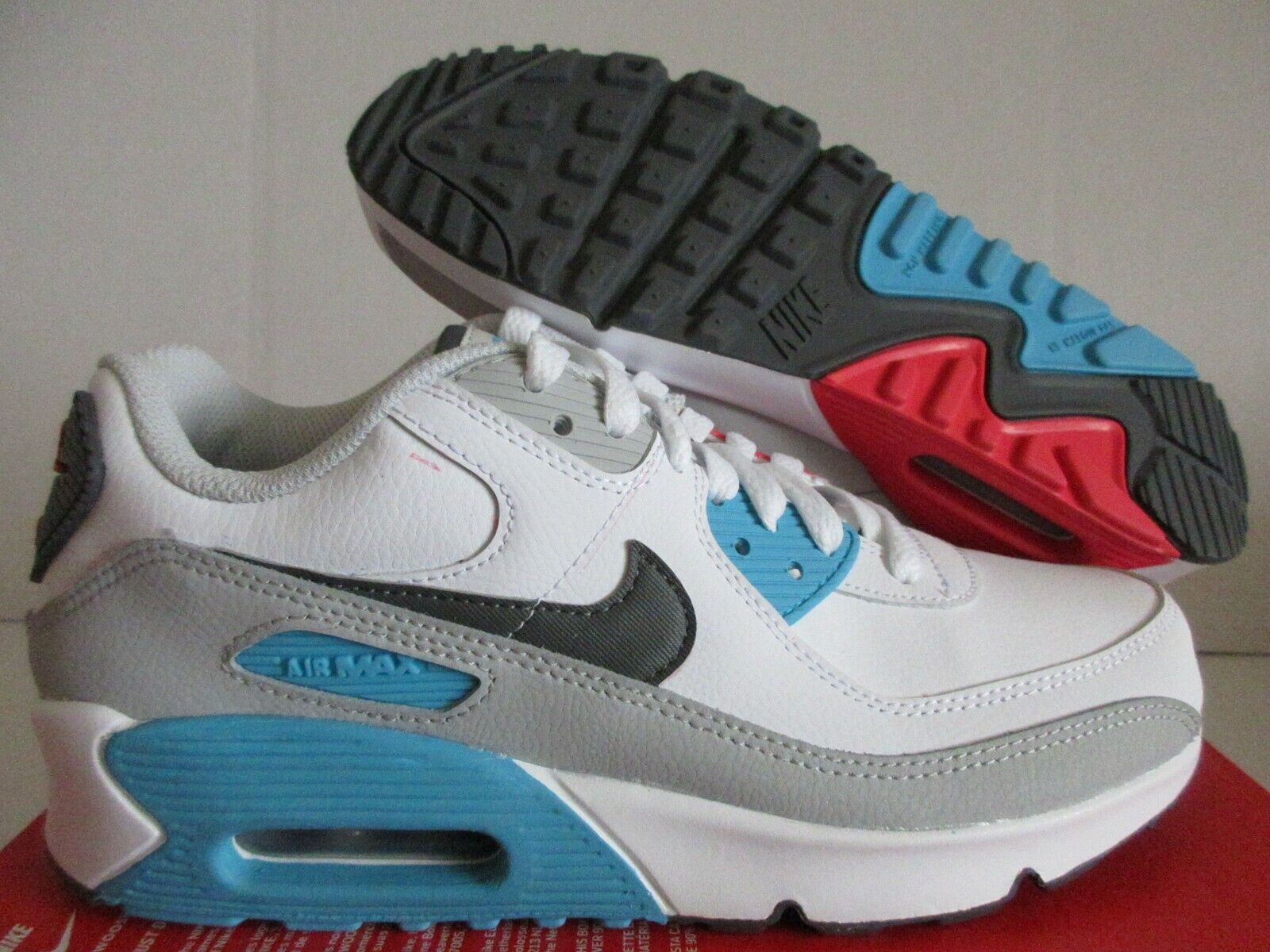 NIKE AIR MAX 90 LTR (GS) BLANCO-HIERRO GRIS-AZUL 6,5 TALLA 8 [CD6864-108] eBay