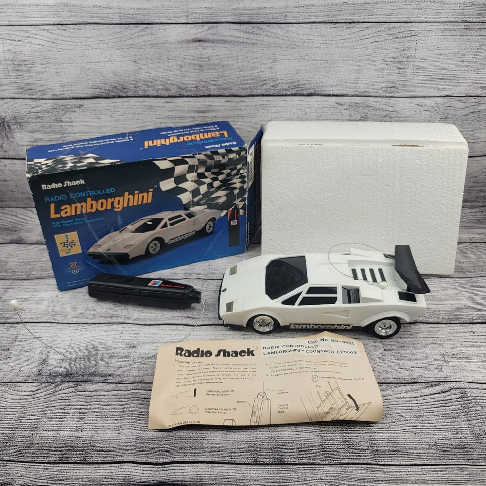 Vintage Radio Shack Lamborghini Countach LP500S RC Race Car 60-4051 with Box