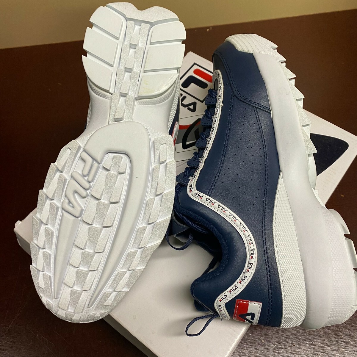 Fila Mens Navy White Red Disruptor II Premium Repeat  display picture 2