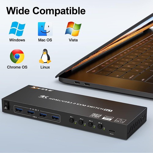 Commutateur KVM USB 3.0 Prise en charge HDMI 4 ports 4K@60Hz Simulation EDID ... - Photo 8/9