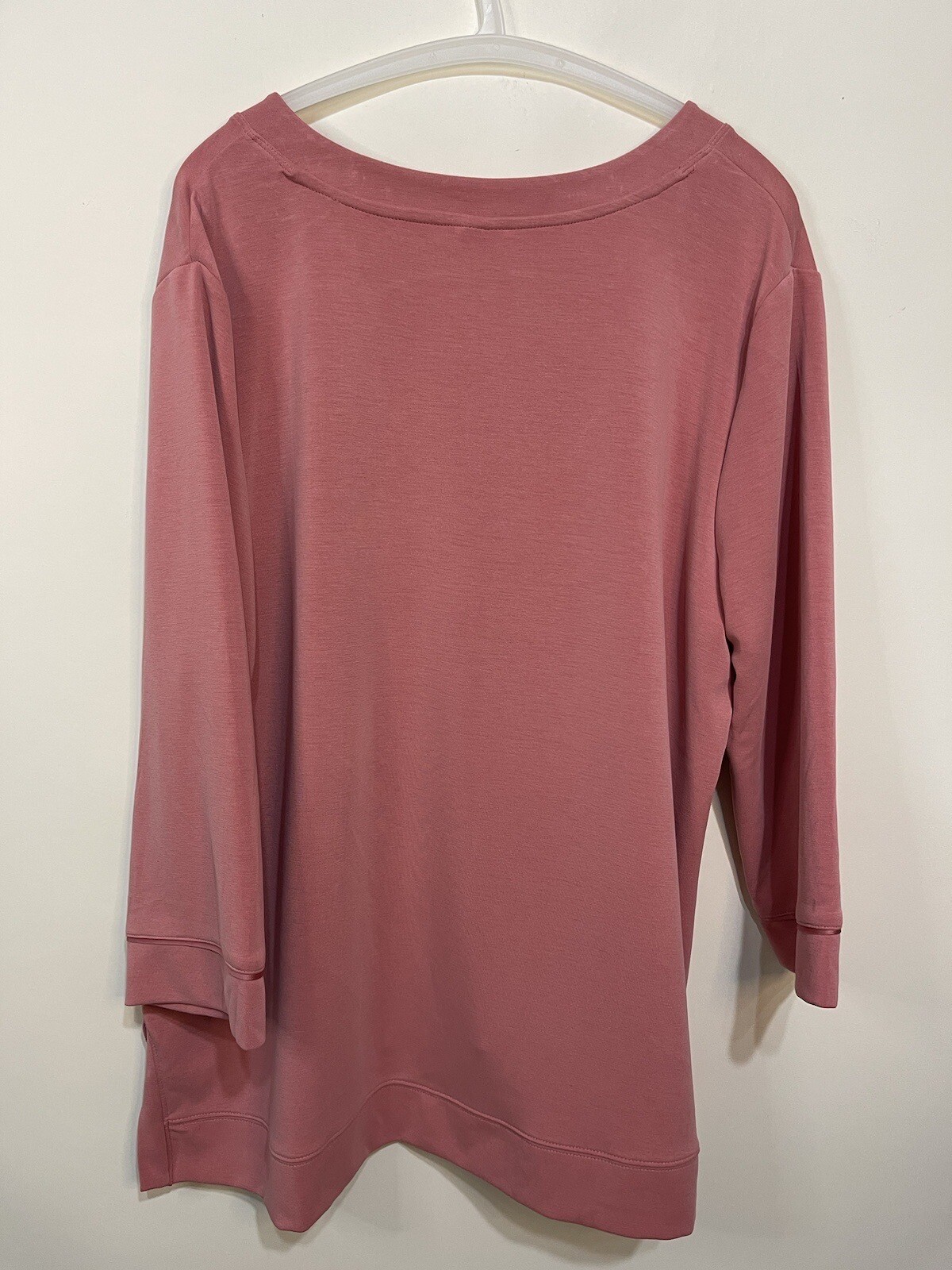 Chicos Zenergy Size 3 16/18 Sandwashed Pink Tunic Top Classic Fit 3/4