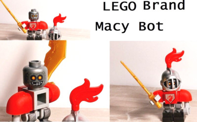 LEGO Nexo Knight Bot MACY BOT Free Sword Dragon Logo Chest Tile Robot Nicked