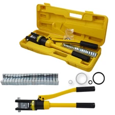 16Mt Hydraulic Wire Crimper Crimping Tool Battery Cable Lug Terminal 11 Dies US