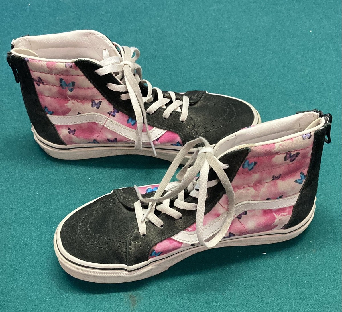 Vans High Top Old Skool Kids Shoes Size Black Pink w