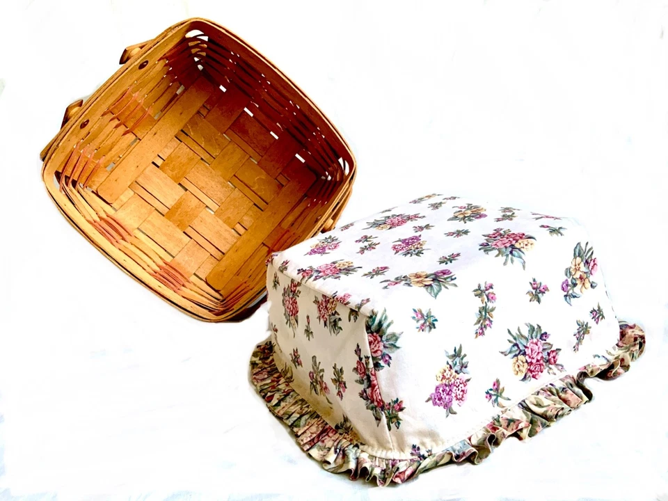 Longaberger 1992 Mothers Day Basket+Liner+Protector 10.5”x10.5”x4.5” Vintage - Image 4 of 4
