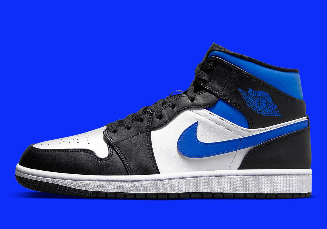 Muestra Canoa Saca la aseguranza Nike Air Jordan 1 Retro Mid Game Royal Blue White Black 554724-140 Men Size  | eBay