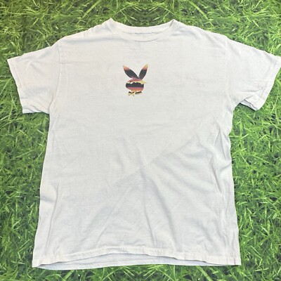 Playboy White Street Tee Shirt Colorful Bunny Logo Spell Out 2