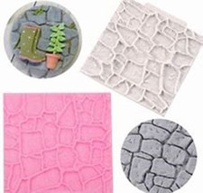 Silicone Stone Path Effect Mould Fairy Garden Road Wall Cake Decor Icing Baking