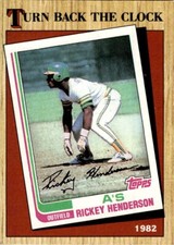 (1)1987 TOPPS RICKEY HENDERSON TURN BACK THE CLOCK ERROR #311 BASEBALL CARD.