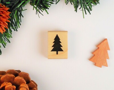 Little Pine Tree Mounted Rubber Stamp, Forest Wilderness, Camping Hiking #25
