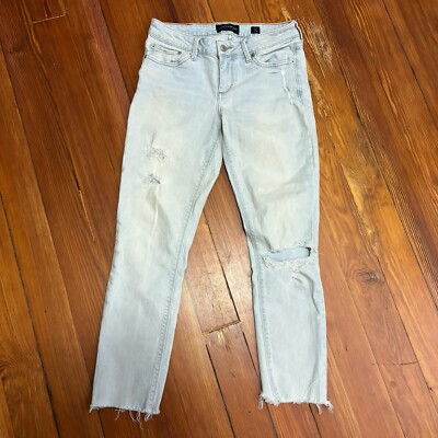 Lucky Brand Womens Lolita Crop Low Rise Jeans Size 4/27 Acid Wash Torn  Distress