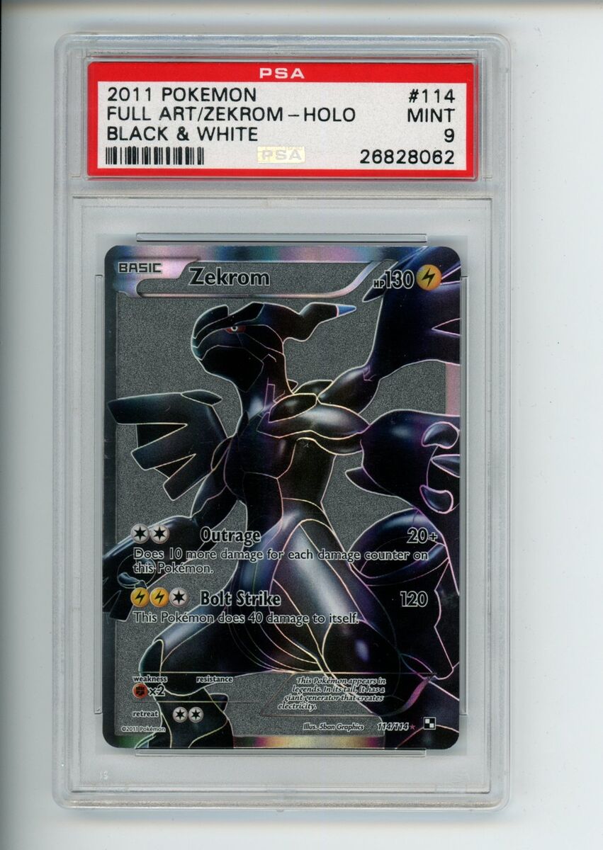 POKEMON CARD ZEKROM 114/114 Holo, Rare in Protective Cover.