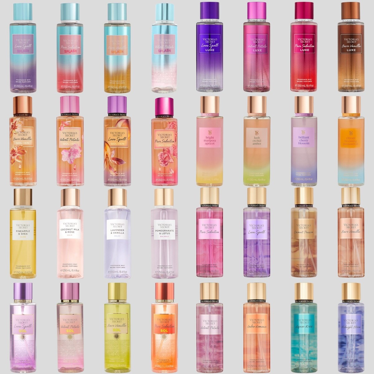 VICTORIAS SECRET FRAGRANCE BODY MISTS 250ML FL *FREE SHIPPING*