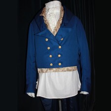New Blue Wool Colin Bridgeton Regency Tailcoat, 18th Century Victorian Coat