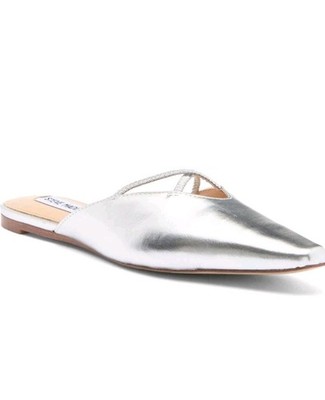 Steve Madden Pammie Mule Women's Silver Flat Mule Shoe Size 8 (812)