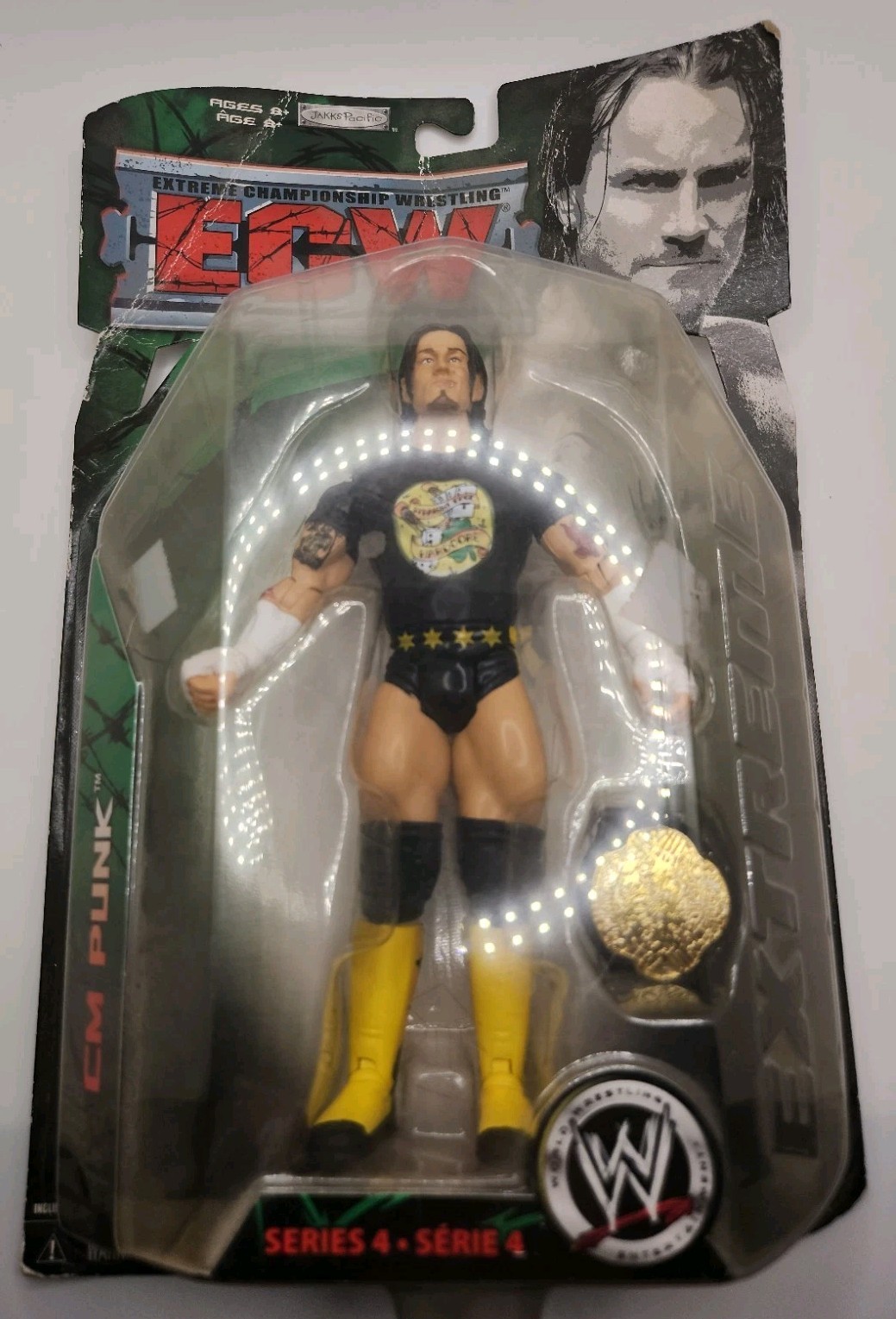 CM PUNK 2008 Jakks Pacific WWE ECW Series 4 Package Has Wear