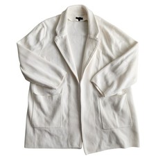 Quince Organic Cotton Knit Blazer Coatigan Cardigan Sweater Women's XL Ivory