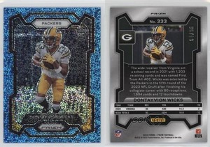 2023 Panini Prizm Rookies Blue Sparkle /96 Dontayvion Wicks #333 Rookie RC