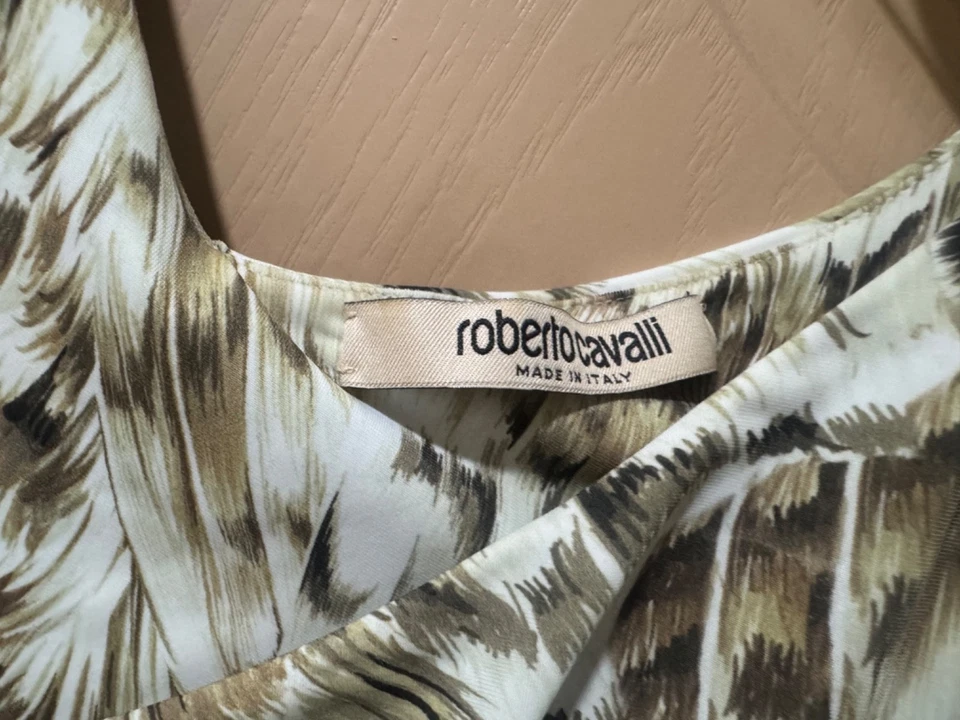 New Roberto Cavalli Printed Feather Design Stretch Jersey Dress Size 6 US (40 I) - Image 2 of 4